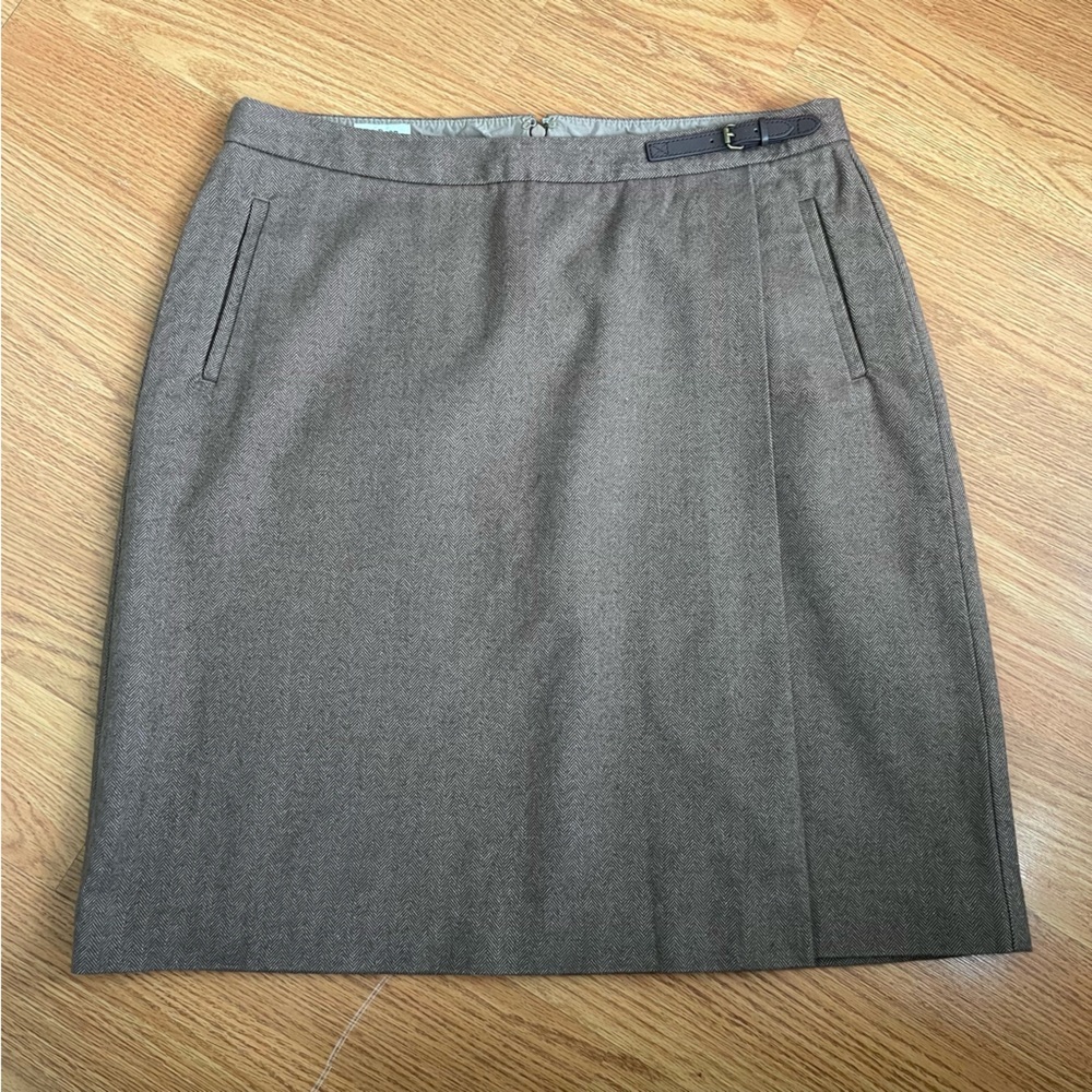 L.L. Bean brown cotton midi skirt size 10